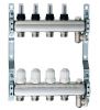 Коллектор для теплого пола Lavita SFP-12H 1"(FF) - 3/4"(M) евроконус на 12 выходов со встроенными расходомерами нержавеющая сталь (с воздухоотводчиками и сливными кранами)